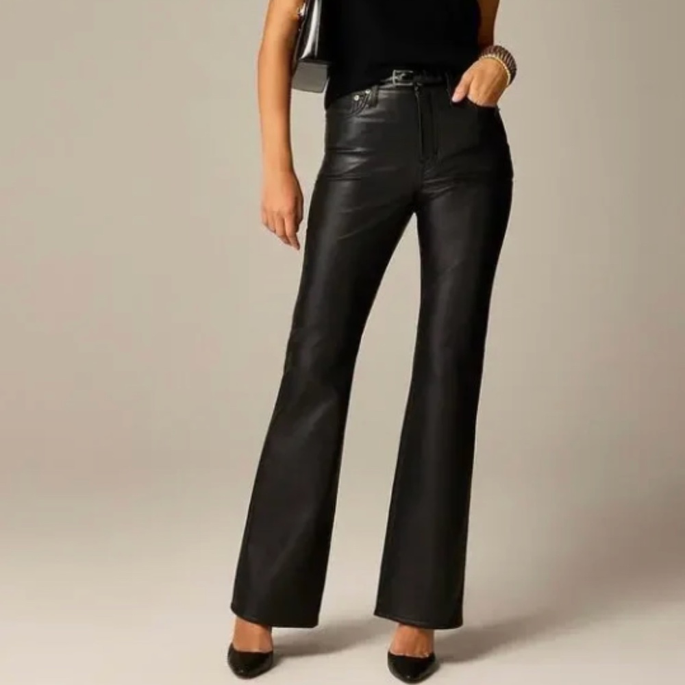 NWOT J.Crew High-rise Bootcut Pant in Black Faux Leather - Size 27